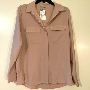 H&M blush long sleeve button up dress shirt NWT